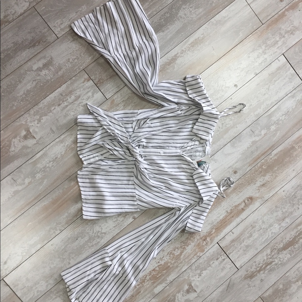 Black and white off the shoulder blouse